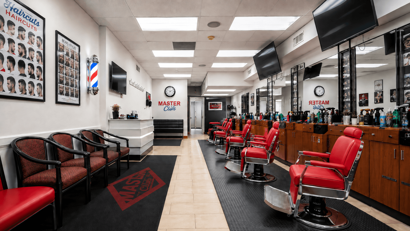 Inside Master Clips Barber Shop in Edison, New Jersey